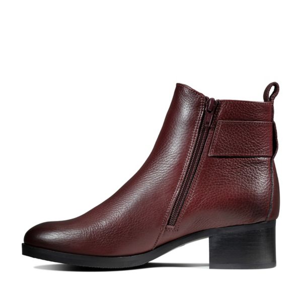 Clarks Womens Mila Charm Biker Boots Burgundy | UK-9741652